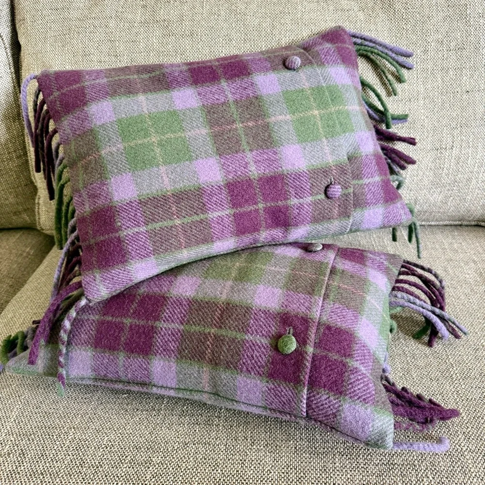 Ralph‎ Lauren Home Whittington Plaid Wool Pillows Pair Fringe Tartan